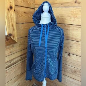 Navy Striped Women's Size Large Hoodie Jacket Shambhala Music Festival Streetwea